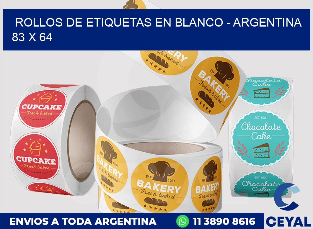 Rollos de etiquetas en blanco - Argentina 83 x 64