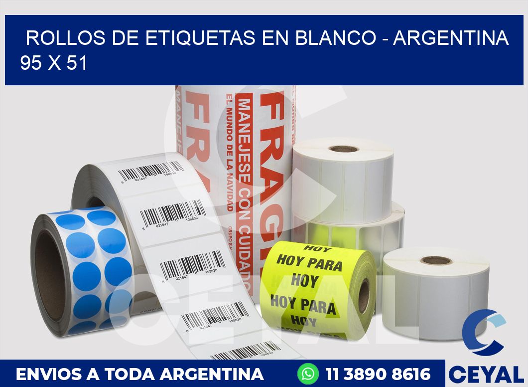 Rollos de etiquetas en blanco - Argentina 95 x 51