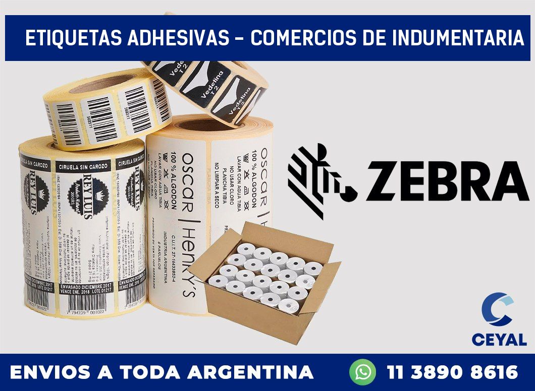 etiquetas adhesivas – Comercios de indumentaria