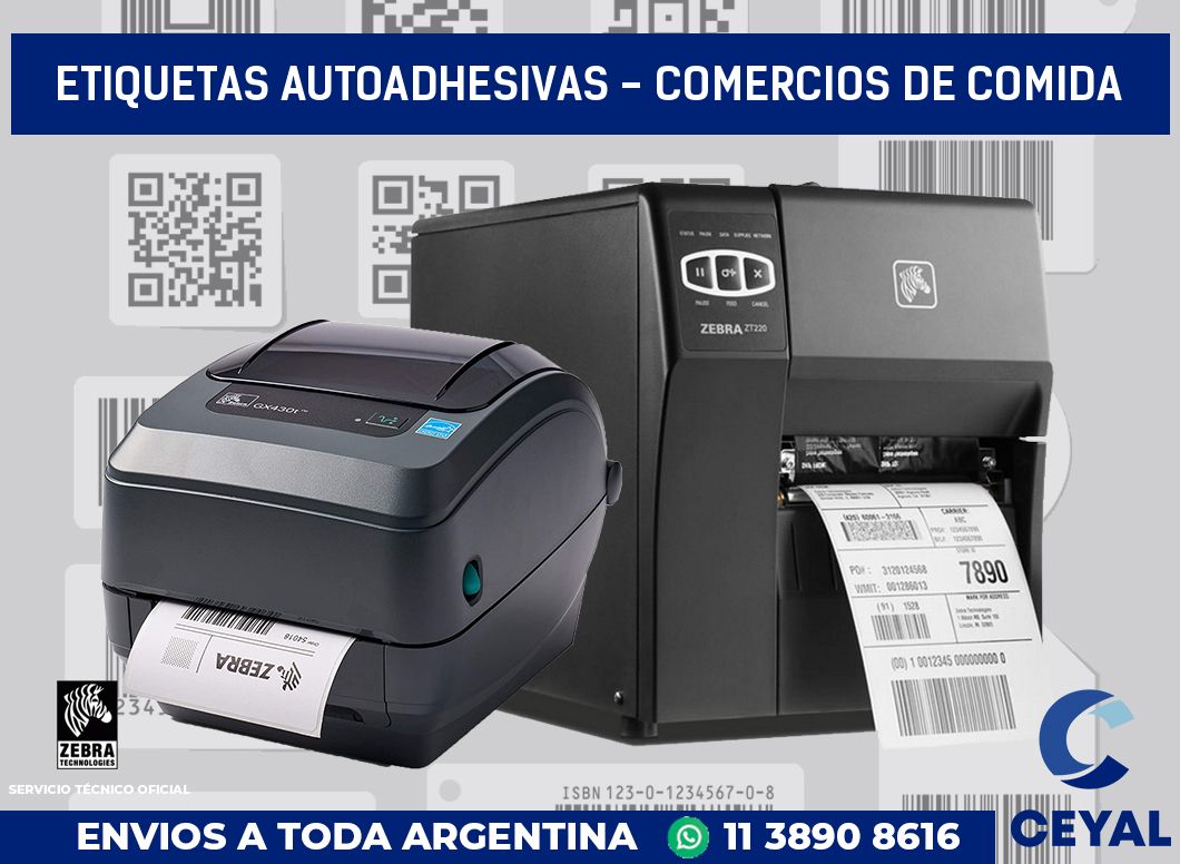 etiquetas autoadhesivas - comercios de comida