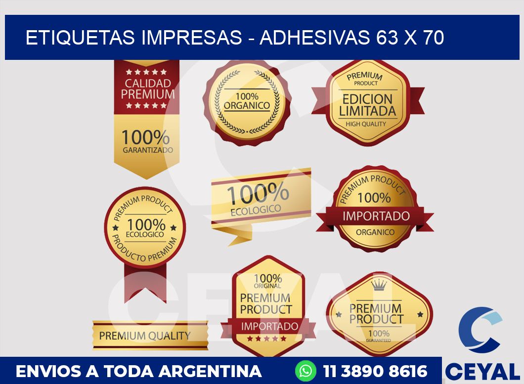 etiquetas impresas - Adhesivas 63 x 70