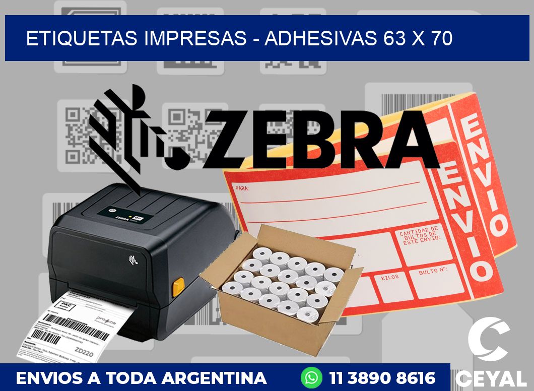 etiquetas impresas - Adhesivas 63 x 70