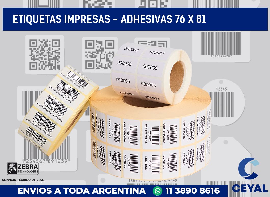 etiquetas impresas – Adhesivas 76 x 81