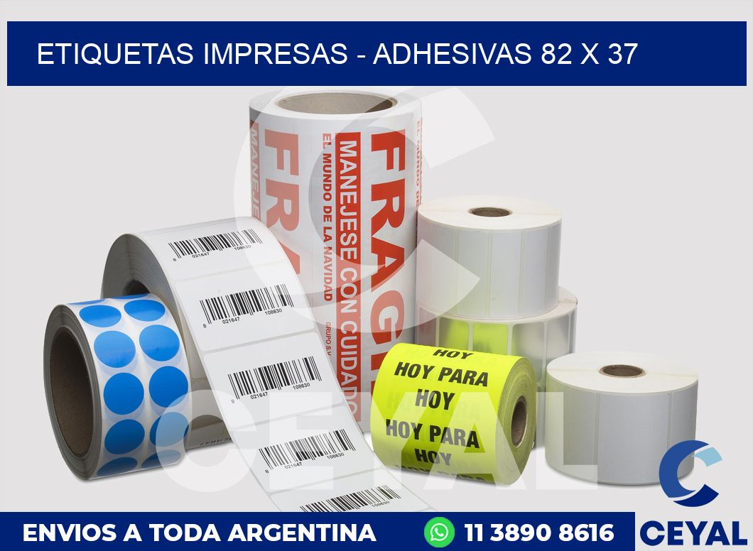 etiquetas impresas - Adhesivas 82 x 37