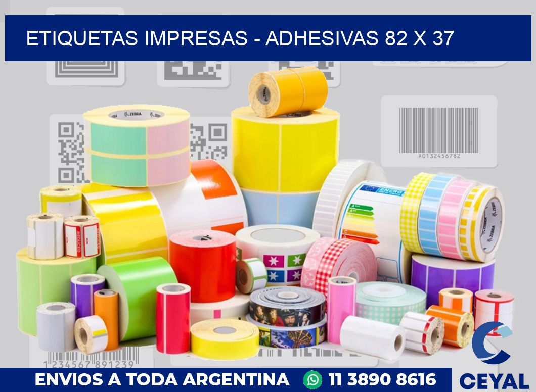 etiquetas impresas – Adhesivas 82 x 37