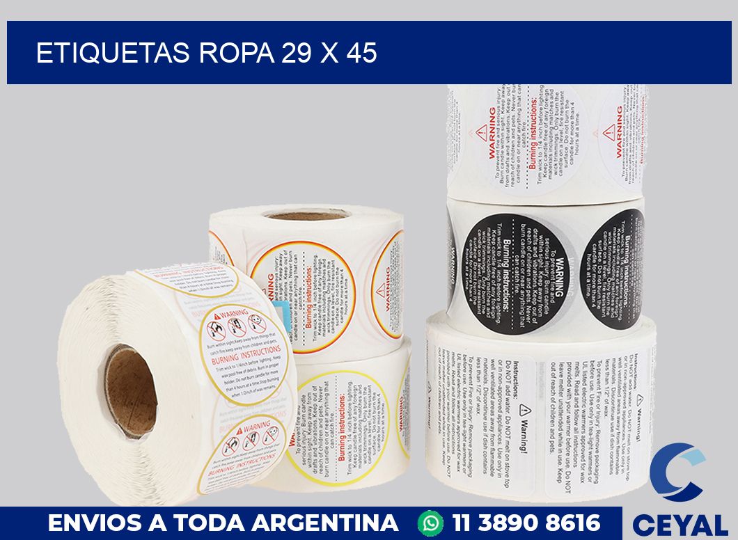 etiquetas ropa 29 x 45