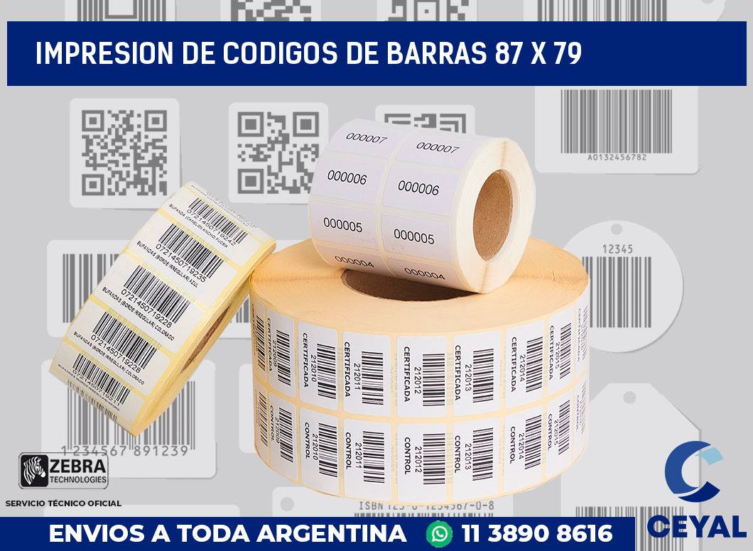 impresion de codigos de barras 87 x 79