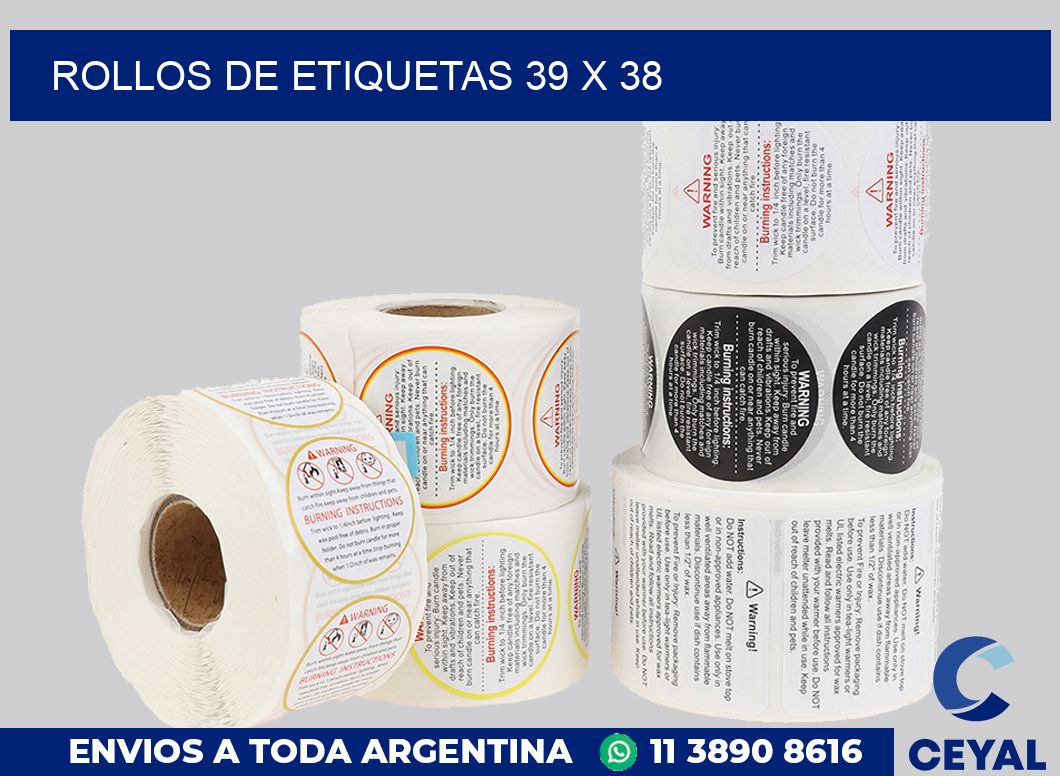 rollos de etiquetas 39 x 38