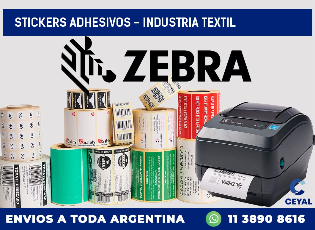 stickers adhesivos - Industria textil