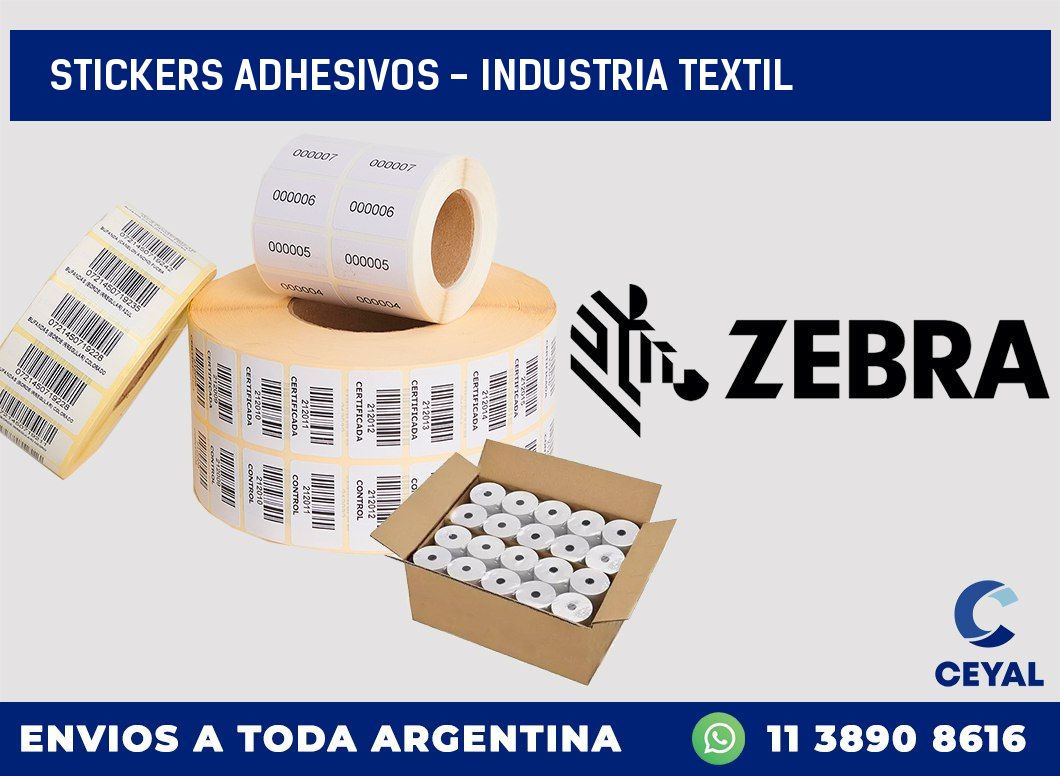 stickers adhesivos – Industria textil