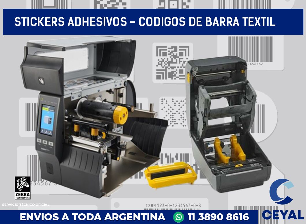 stickers adhesivos - codigos de barra textil