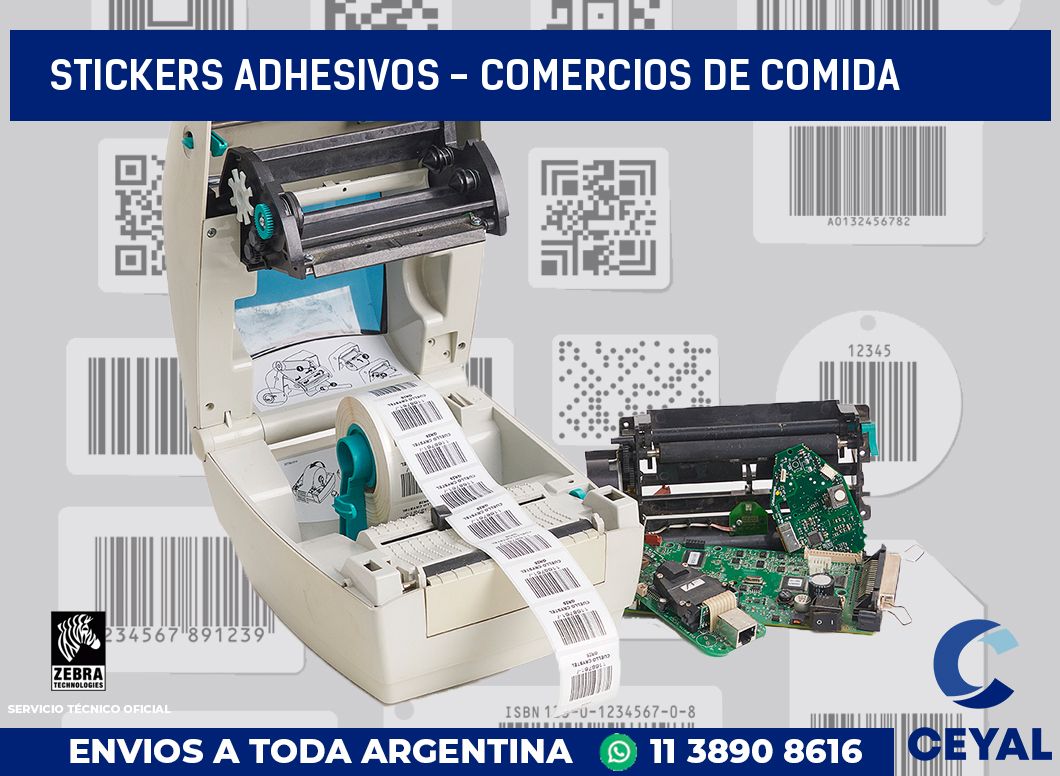 stickers adhesivos - comercios de comida