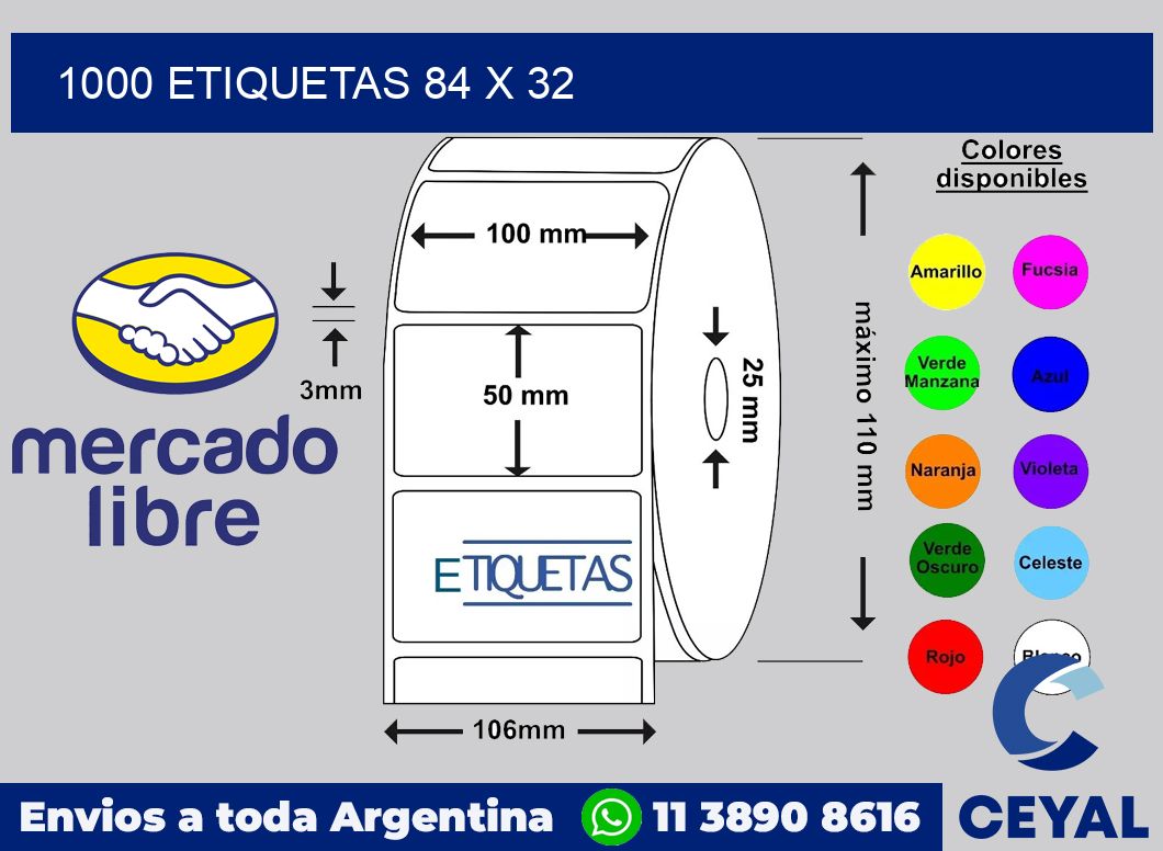 1000 etiquetas 84 x 32