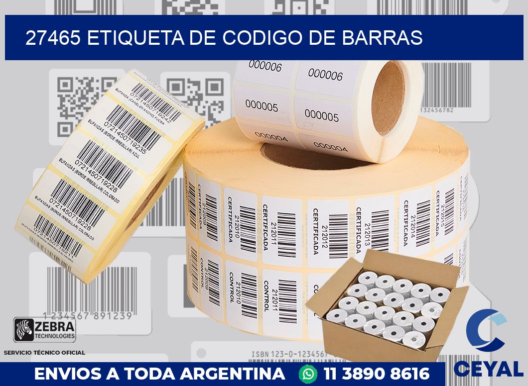 27465 Etiqueta de codigo de barras