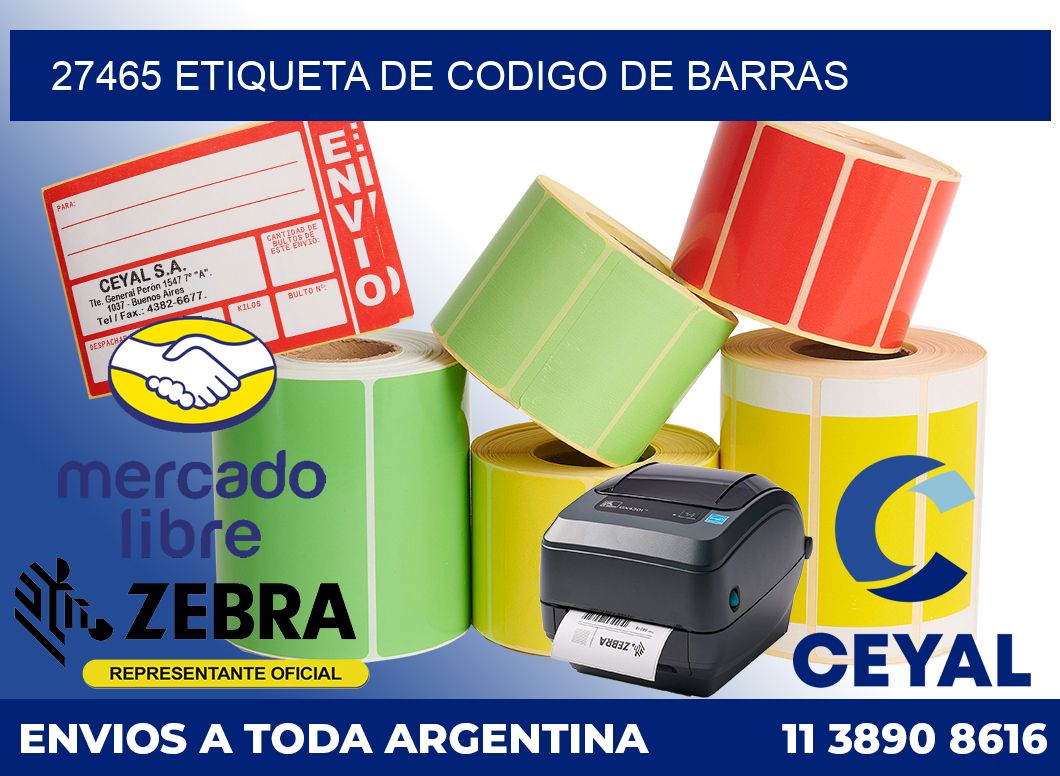 27465 Etiqueta de codigo de barras