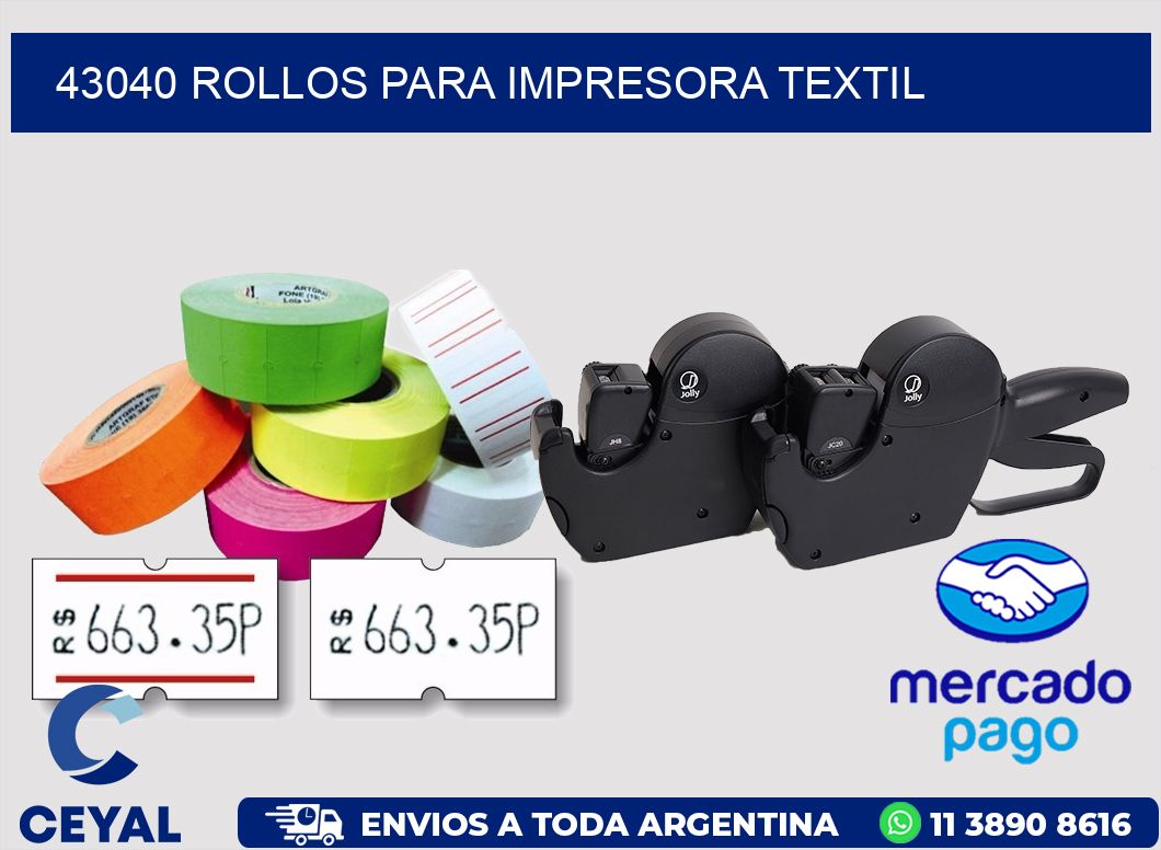 43040 rollos para impresora textil