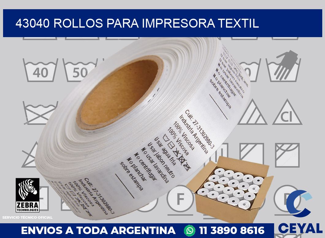 43040 rollos para impresora textil