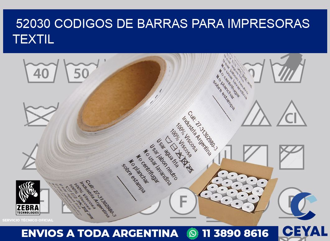 52030 codigos de barras para impresoras textil