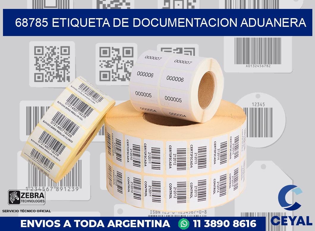 68785 Etiqueta de documentacion aduanera