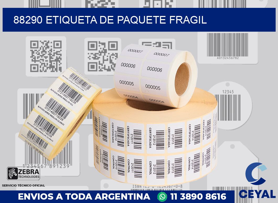 88290 Etiqueta de paquete fragil