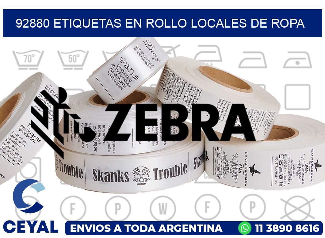 92880 Etiquetas en rollo locales de ropa