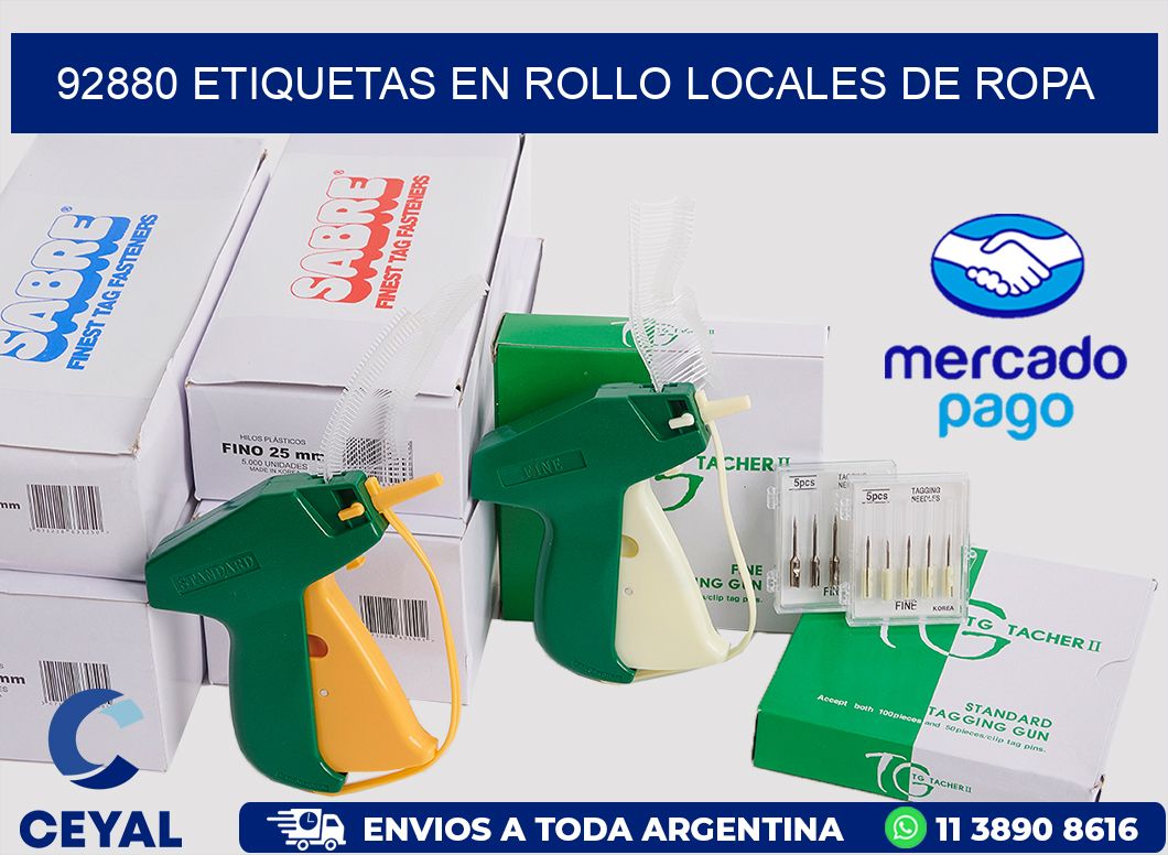 92880 Etiquetas en rollo locales de ropa