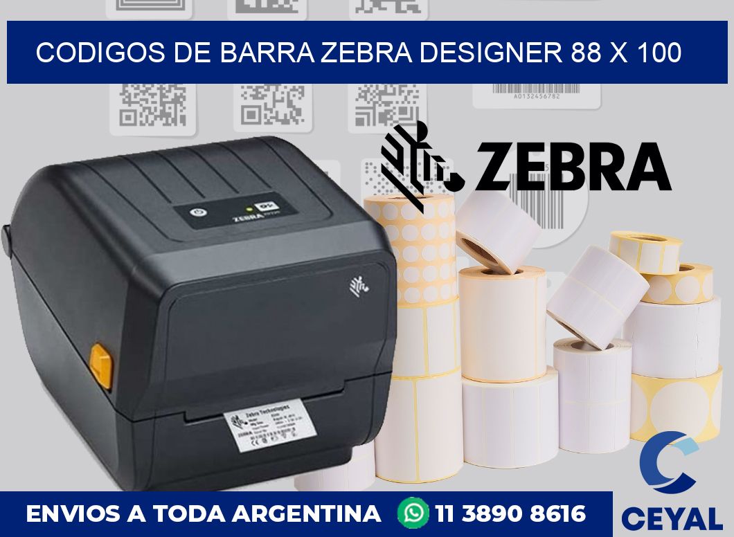 Codigos de barra Zebra designer 88 x 100