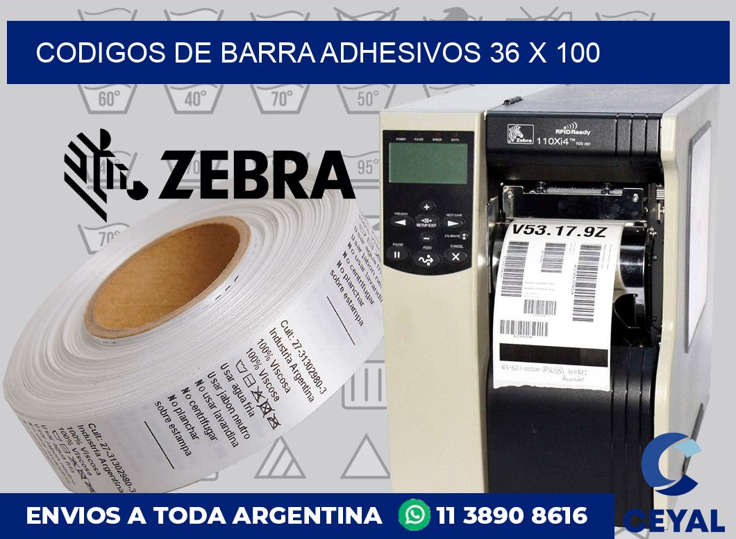 Codigos de barra adhesivos 36 x 100