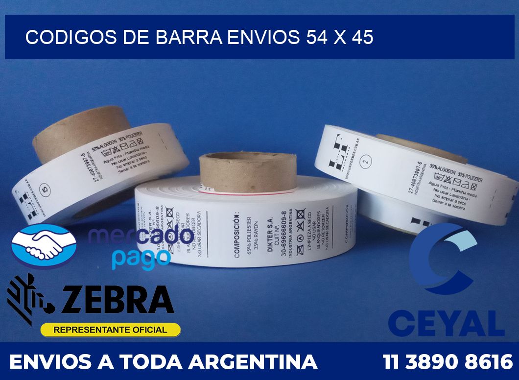 Codigos de barra envios 54 x 45