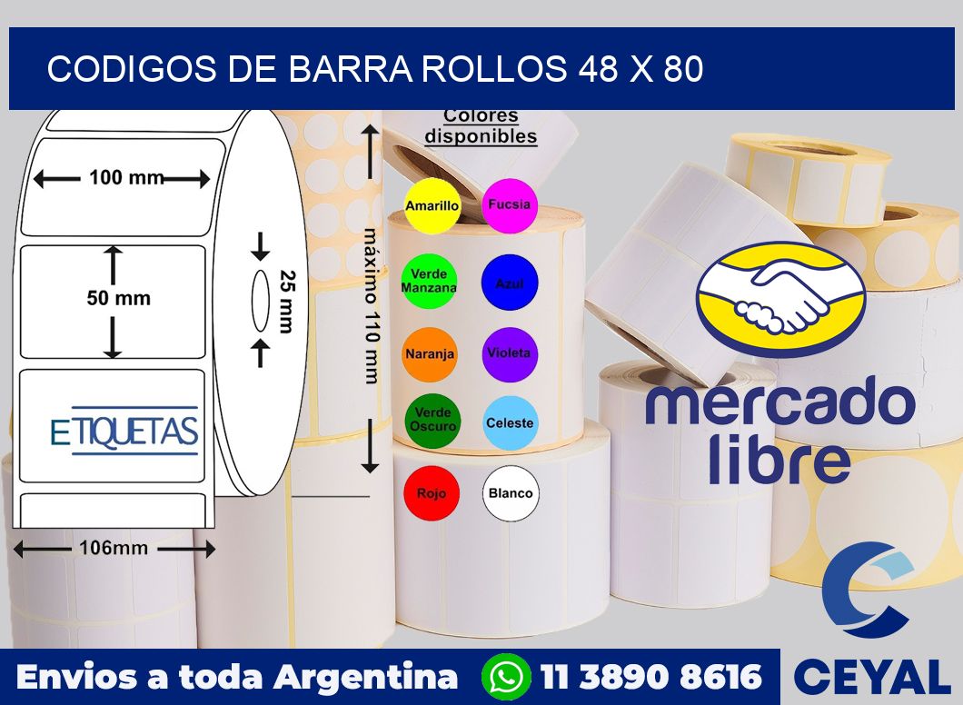 Codigos de barra rollos 48 x 80