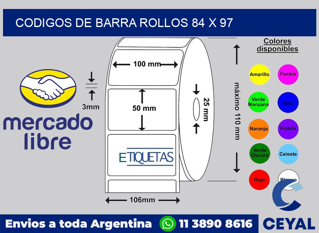 Codigos de barra rollos 84 x 97