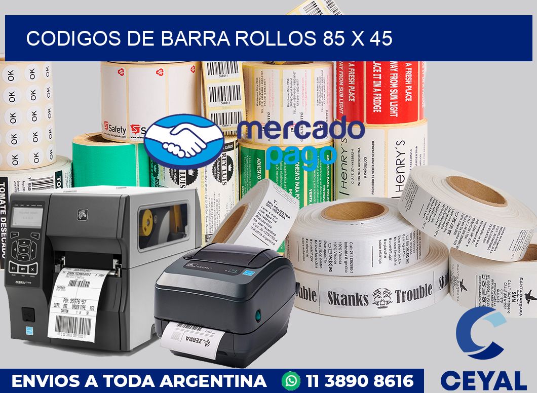 Codigos de barra rollos 85 x 45