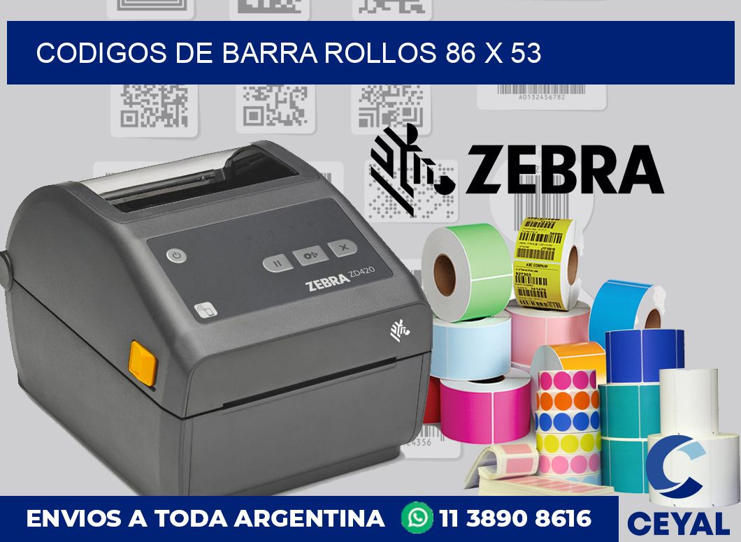 Codigos de barra rollos 86 x 53