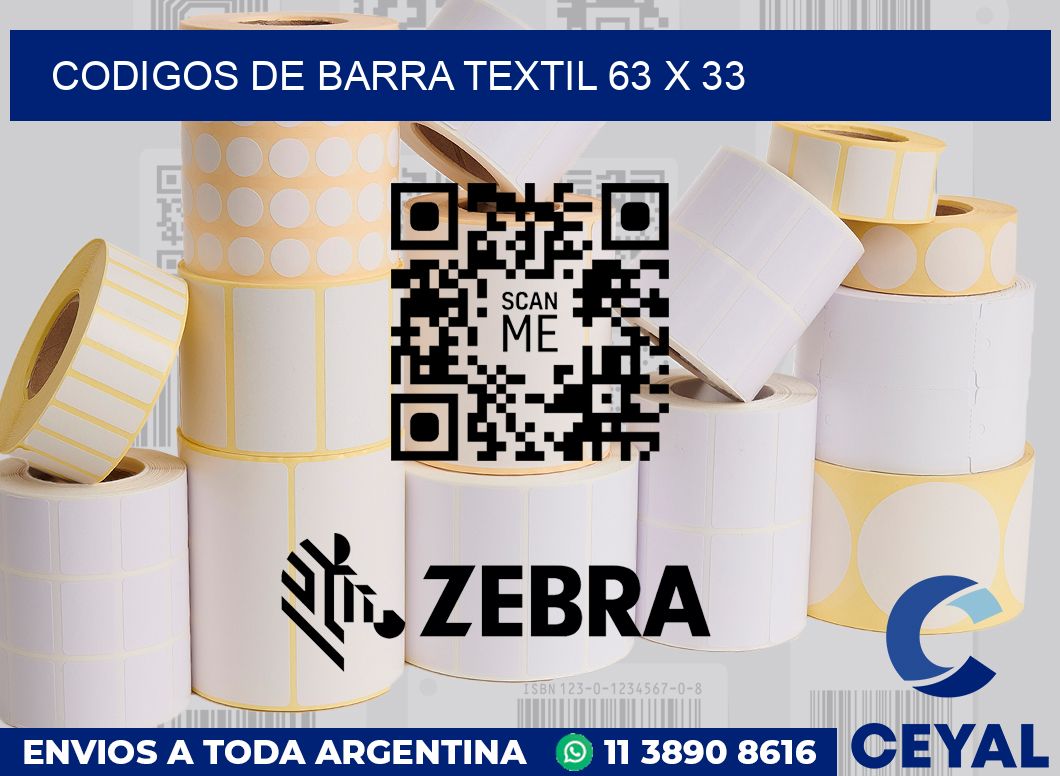 Codigos de barra textil 63 x 33