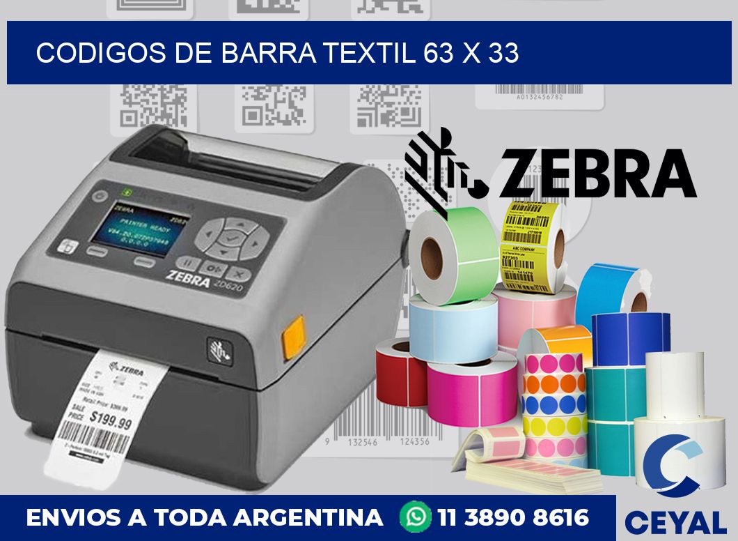 Codigos de barra textil 63 x 33