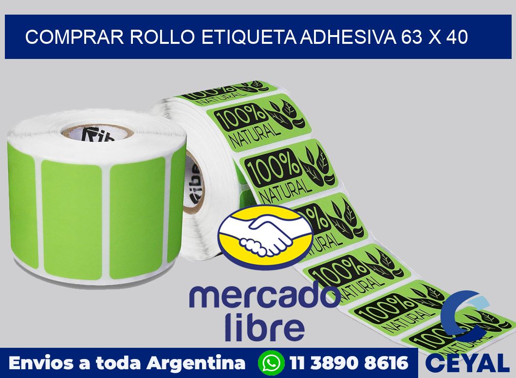 Comprar rollo etiqueta adhesiva 63 x 40