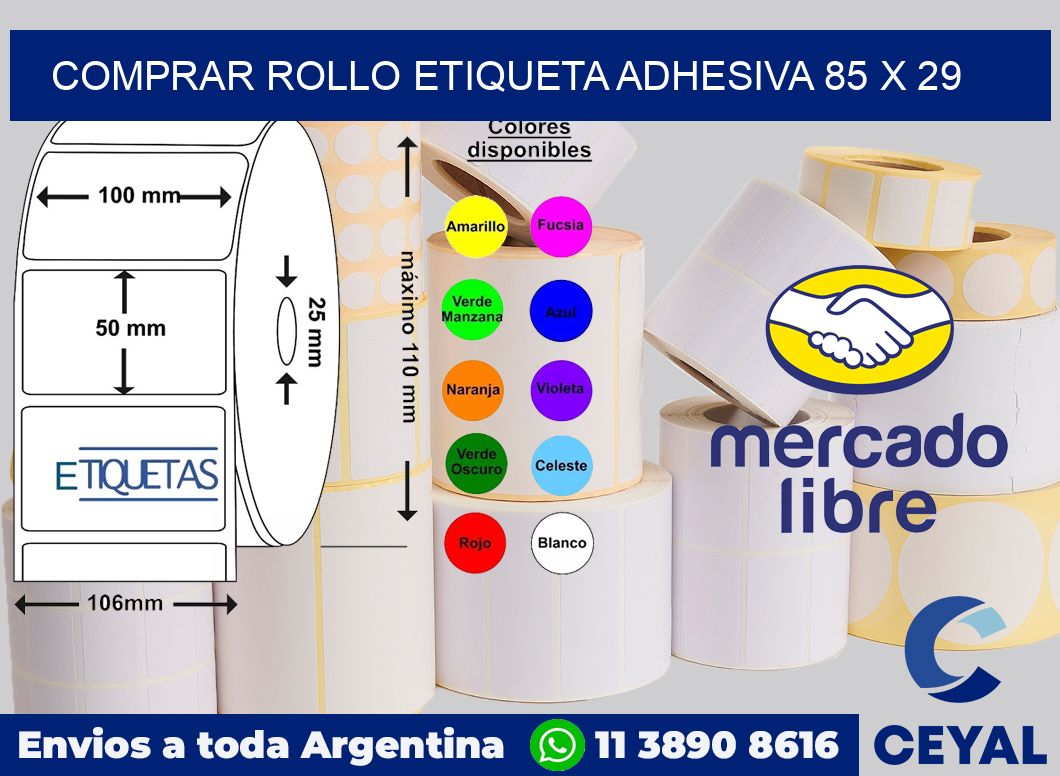 Comprar rollo etiqueta adhesiva 85 x 29