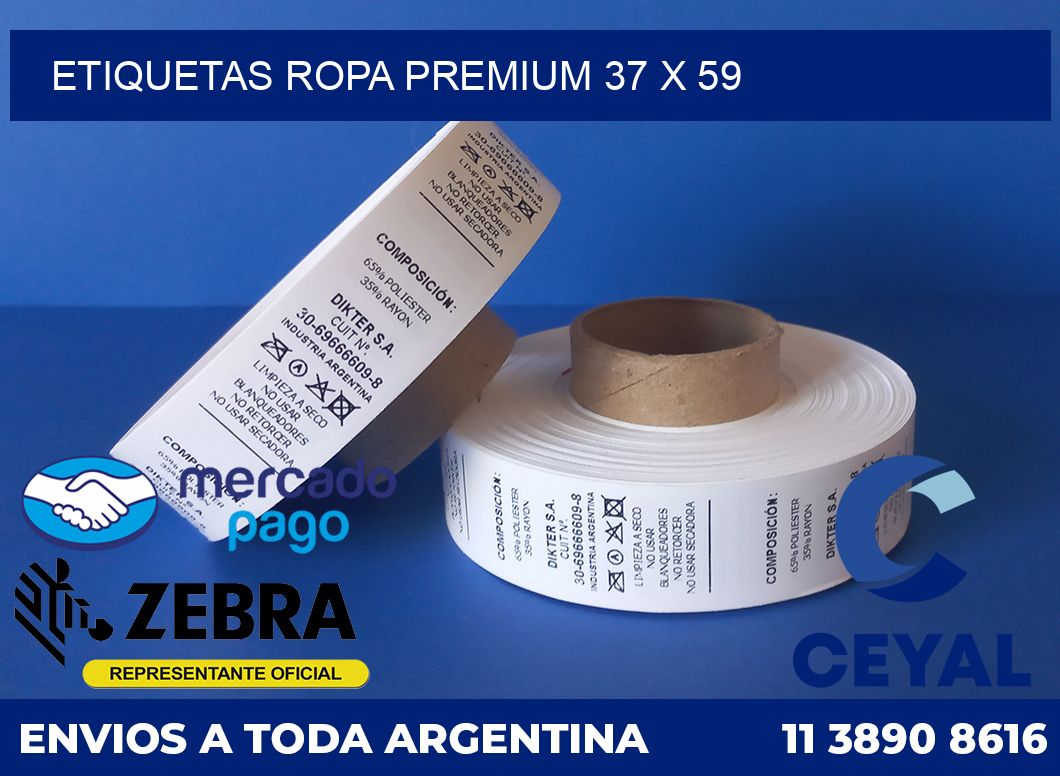 Etiquetas ropa premium 37 x 59