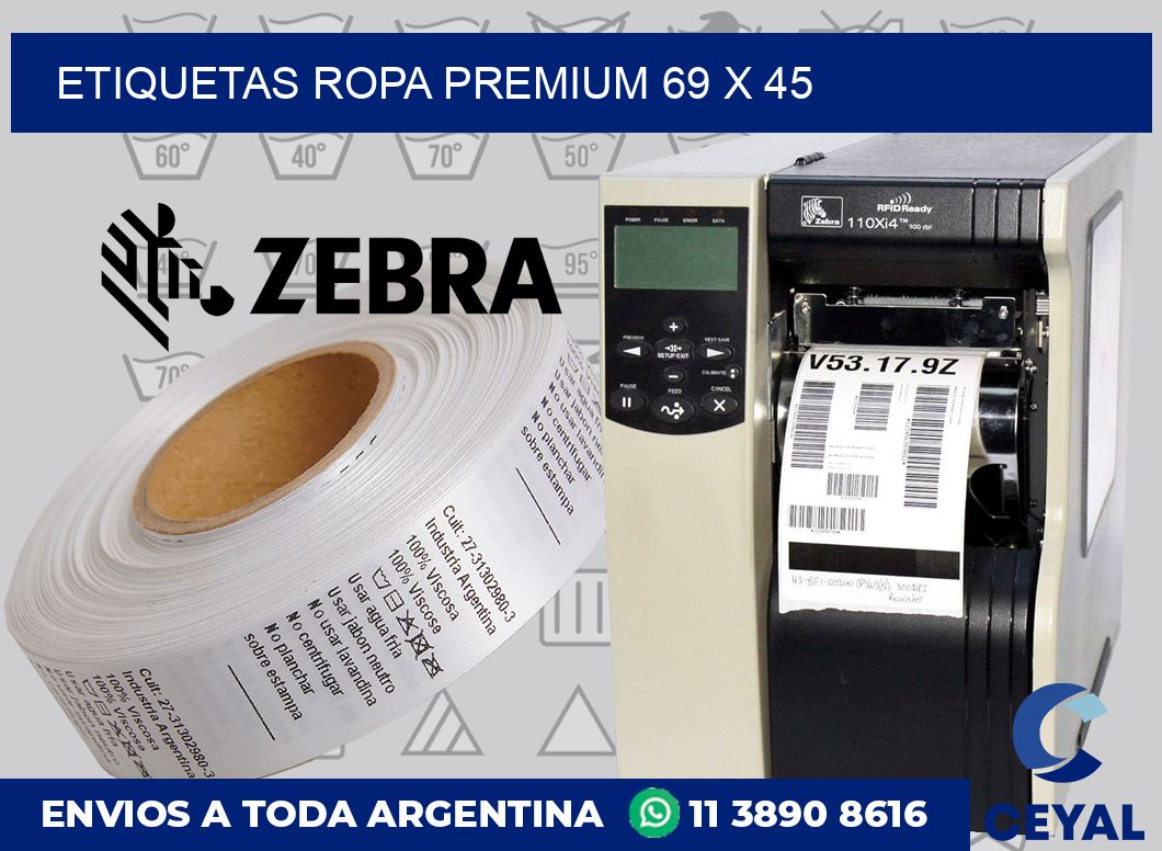 Etiquetas ropa premium 69 x 45