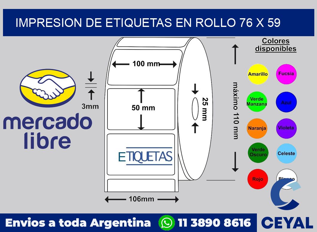 Impresion de etiquetas en rollo 76 x 59