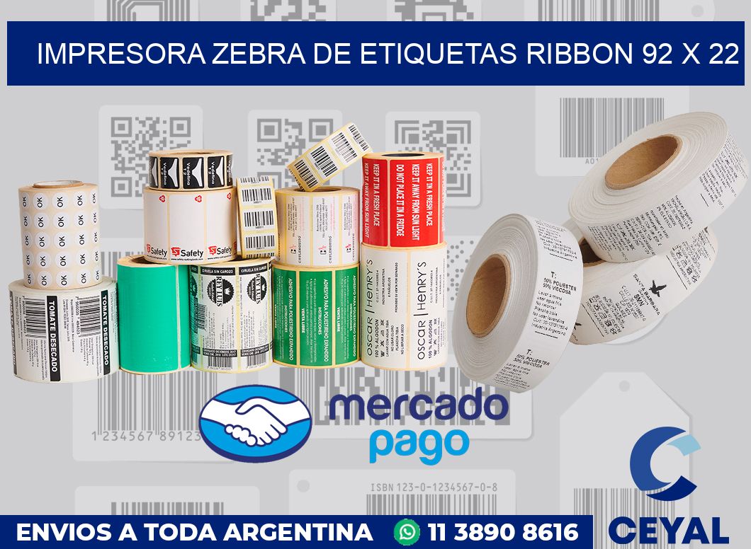 Impresora Zebra de etiquetas ribbon 92 x 22