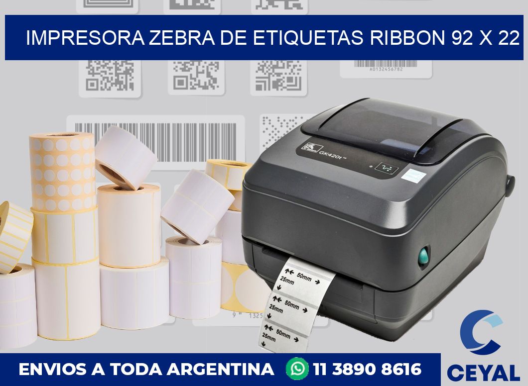 Impresora Zebra de etiquetas ribbon 92 x 22