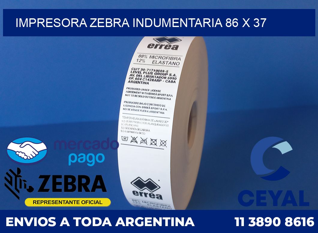 Impresora Zebra indumentaria 86 x 37