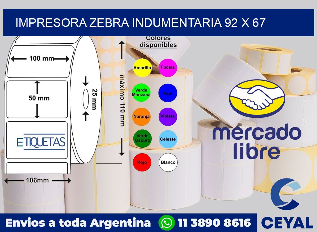 Impresora Zebra indumentaria 92 x 67