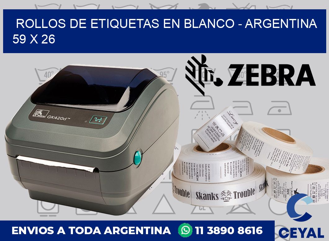 Rollos de etiquetas en blanco – Argentina 59 x 26