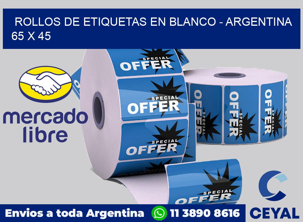 Rollos de etiquetas en blanco - Argentina 65 x 45