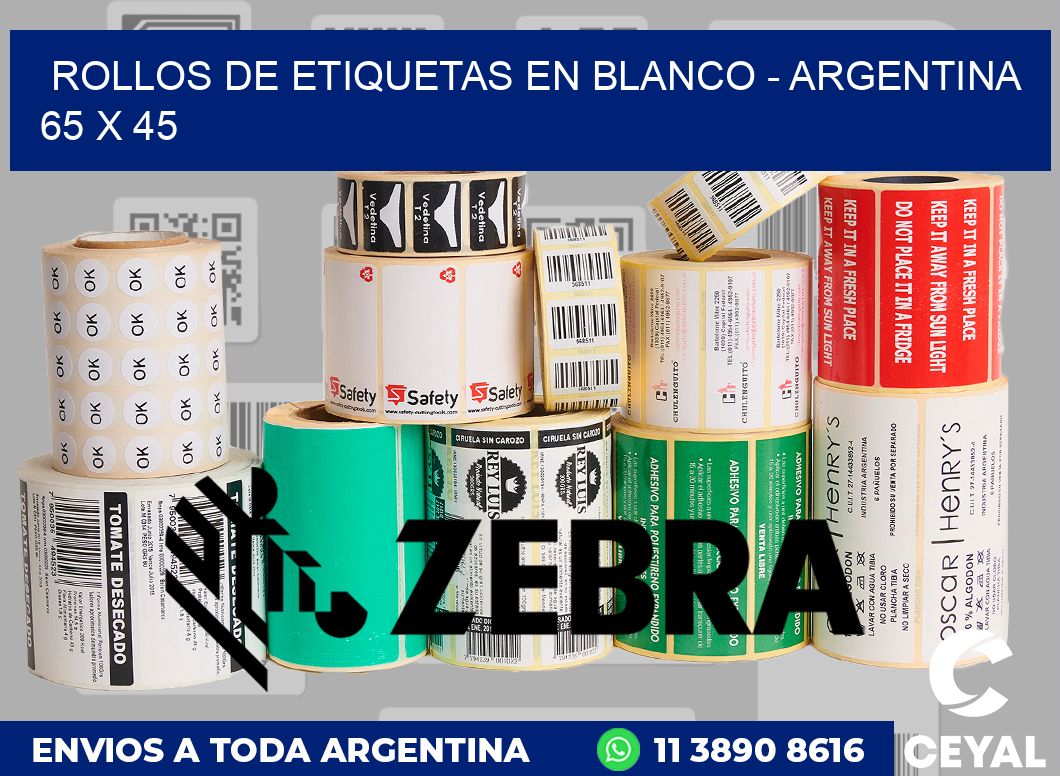 Rollos de etiquetas en blanco - Argentina 65 x 45