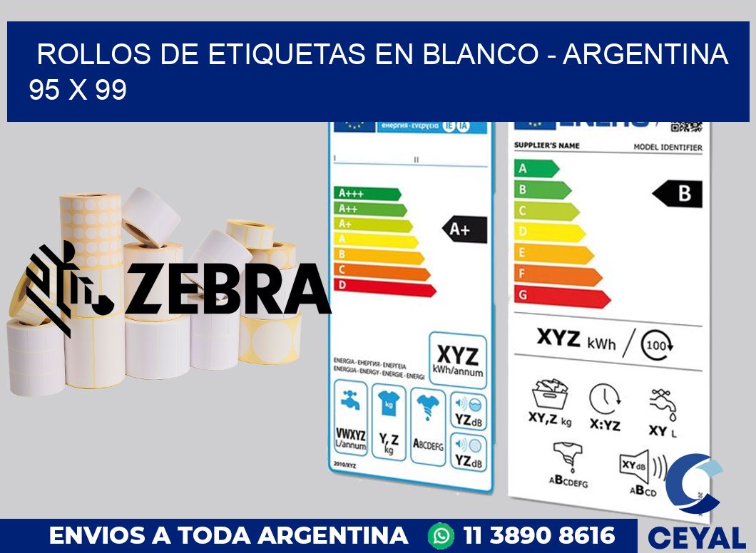 Rollos de etiquetas en blanco - Argentina 95 x 99