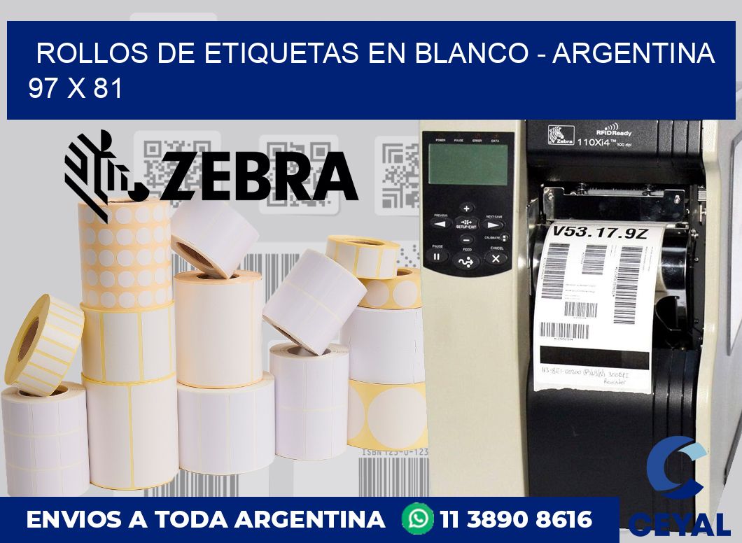 Rollos de etiquetas en blanco – Argentina 97 x 81