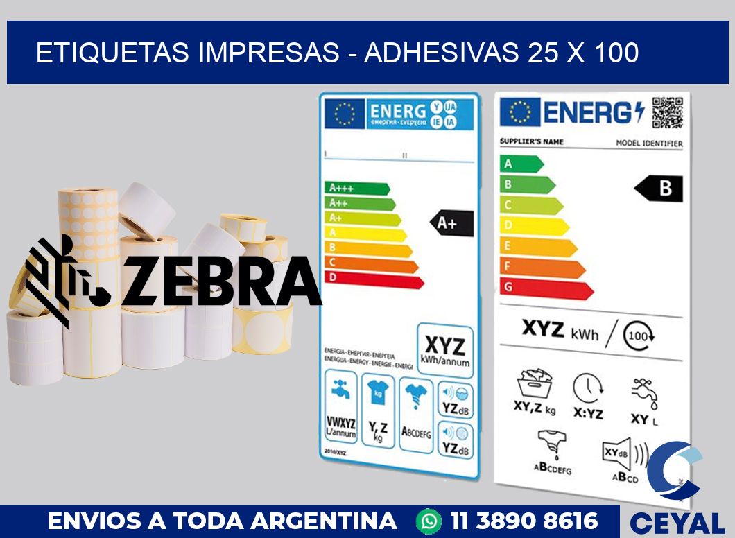 etiquetas impresas - Adhesivas 25 x 100